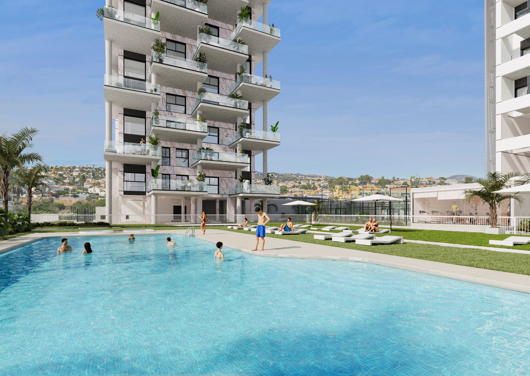 Camporrosso Towers Calpe pool and tower setting